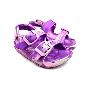 Cat & Jack Girls Sandals Size 7 Rubber Purple Tie dyed Shoes Adjustable Straps